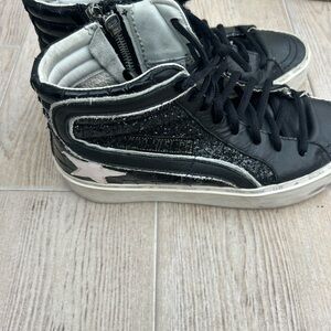 Golden Goose Black High-Top Sneakers with Silver Star Accent